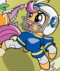 Size: 540x644 | Tagged: american football, derpibooru import, football helmet, friends forever, helmet, idw, outfit catalog, safe, scootaloo, spike, spoiler:comic, spoiler:comicff2