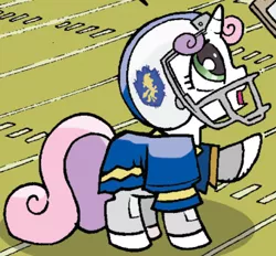 Size: 372x345 | Tagged: american football, derpibooru import, football helmet, friends forever, helmet, idw, outfit catalog, safe, solo, spoiler:comic, spoiler:comicff2, sweetie belle