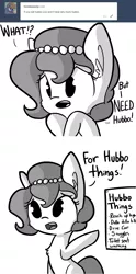 Size: 1280x2576 | Tagged: safe, artist:tjpones, derpibooru import, oc, oc:brownie bun, unofficial characters only, horse wife, comic, cute, dialogue, grayscale, hubbo, hubbo things, list, monochrome, open mouth, simple background, solo, tumblr, white background