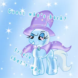 Size: 1000x1000 | Tagged: safe, artist:doraemonfan4life, derpibooru import, trixie, pony, unicorn, no second prances, female, mare, solo