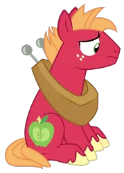 Size: 1500x2091 | Tagged: safe, artist:sketchmcreations, derpibooru import, big macintosh, earth pony, pony, where the apple lies, :s, male, simple background, sitting, solo, stallion, teenage big macintosh, transparent background, vector, wavy mouth, worried