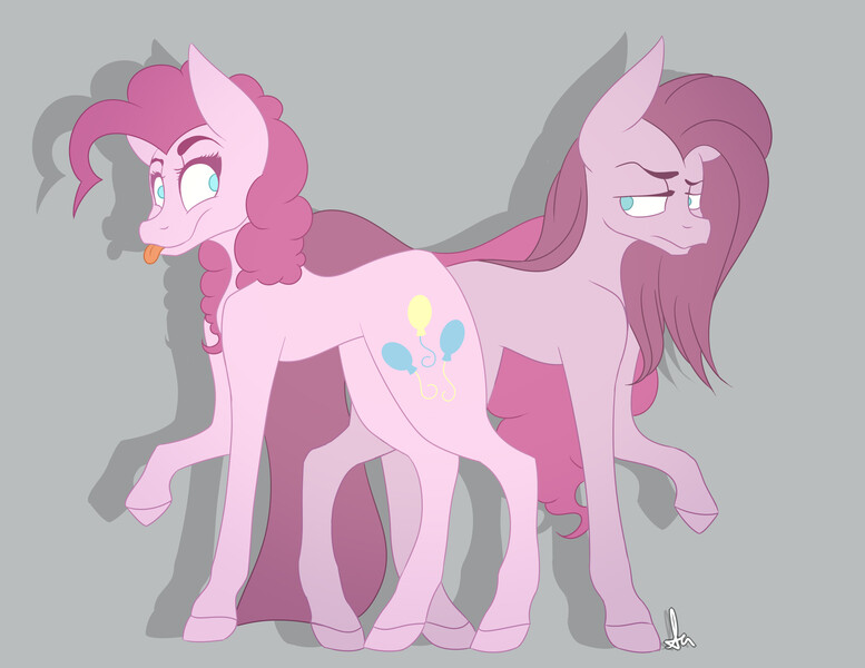 Size: 3553x2744 | Tagged: safe, artist:illustrativeauthor, derpibooru import, pinkie pie, duality, pinkamena diane pie, tongue out