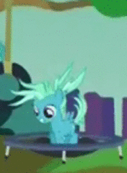 Size: 196x268 | Tagged: safe, derpibooru import, screencap, gusty sprite, pony, top bolt, animated, filly, gif, sister, solo, trampoline