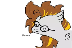 Size: 1106x744 | Tagged: 1000 hours in ms paint, 10/10, artist:segraece, bust, comic sans, dank, dank memes, derpibooru import, empty eyes, glasses, meme, ms paint, no pupils, oc, oc:golden rain, safe, simple background, small wings, solo, spoderman, stylistic suck, text, unofficial characters only, white background