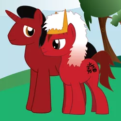 Size: 774x772 | Tagged: artist:darksilverhawk, derpibooru import, mitsunari ishida, ponified, pony creator, safe, sakon shima, samurai warriors, tree