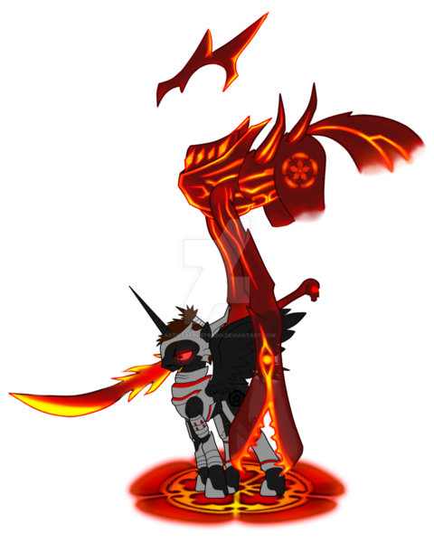 Size: 1024x1280 | Tagged: safe, artist:artistafrustrado, derpibooru import, ponified, alicorn, pony, armor, glowing eyes, oda nobunaga, sengoku basara, solo, sword, watermark, weapon