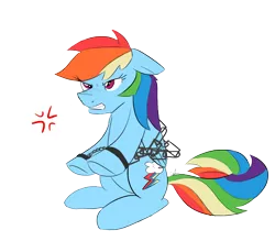 Size: 2007x1761 | Tagged: angry, arrested, artist:pandaamanda11, bound wings, chains, cross-popping veins, cuffs, derpibooru import, gritted teeth, pictogram, prisoner rd, rainbow dash, safe, shackles, simple background, solo, transparent background