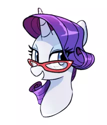 Size: 300x350 | Tagged: safe, artist:dilandau203, derpibooru import, rarity, pony, unicorn, female, glasses, mare, simple background, smiling, solo, white background