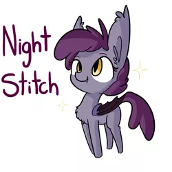 Size: 1280x1280 | Tagged: safe, artist:tjpones, derpibooru import, oc, oc:night stitch, unofficial characters only, bat pony, pony, chest fluff, simple background, smiling, solo, sparkles, white background