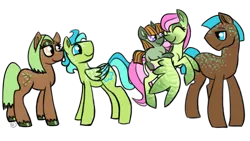 Size: 800x450 | Tagged: safe, artist:sallindaemon, derpibooru import, oc, oc:cloud watcher, oc:cloudheart, oc:green piece, oc:groundbreaker, oc:pot luck, unofficial characters only, earth pony, pegasus, pony, unicorn, female, filly