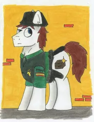 Size: 787x1018 | Tagged: safe, artist:summerium, derpibooru import, oc, unofficial characters only, earth pony, pony, brown hair, civil guard, gendarme, hat, horn, image, jpeg, multiple horns, police, solo, spain, spanish, tricorne