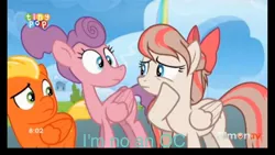 Size: 1280x720 | Tagged: angel wings, bow, concerned, derpibooru import, edit, edited screencap, grammar error, hair bow, image macro, looking away, loosey-goosey, meme, raised hoof, safe, screencap, short fuse, tiny pop, top bolt