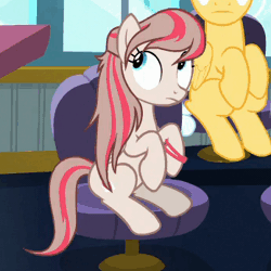 Size: 347x347 | Tagged: safe, derpibooru import, screencap, angel wings, mountain haze, pegasus, pony, top bolt, animated, cute, female, folded wings, gif, mare, missing accessory, sitting, solo focus, wristband
