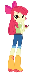 Size: 1433x3156 | Tagged: safe, artist:jongoji245, derpibooru import, apple bloom, equestria girls, apple, ass, boots, clothes, fruit, rear view, shoes, shorts, simple background, solo, transparent background, vector