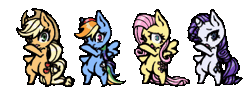 Size: 406x148 | Tagged: applejack, derpibooru import, fluttershy, rainbow dash, rarity, reaction, reaction image, safe, shocked, taiko no tatsujin