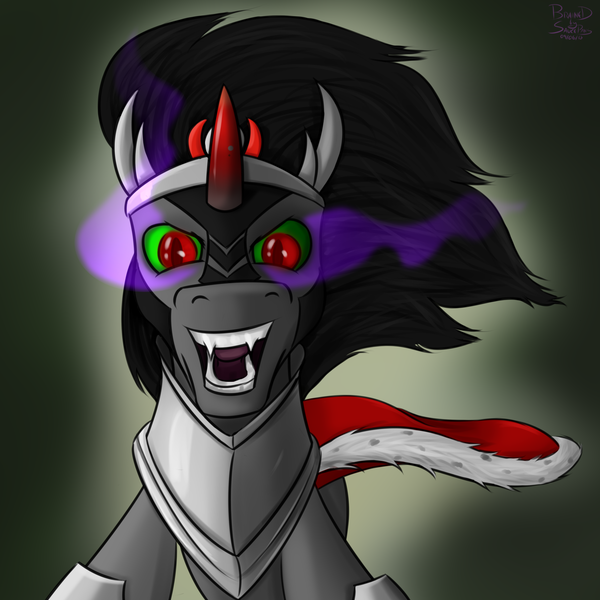 Size: 1600x1600 | Tagged: artist:brainedbysaucepans, bust, derpibooru import, king sombra, request, safe, solo, sombra eyes