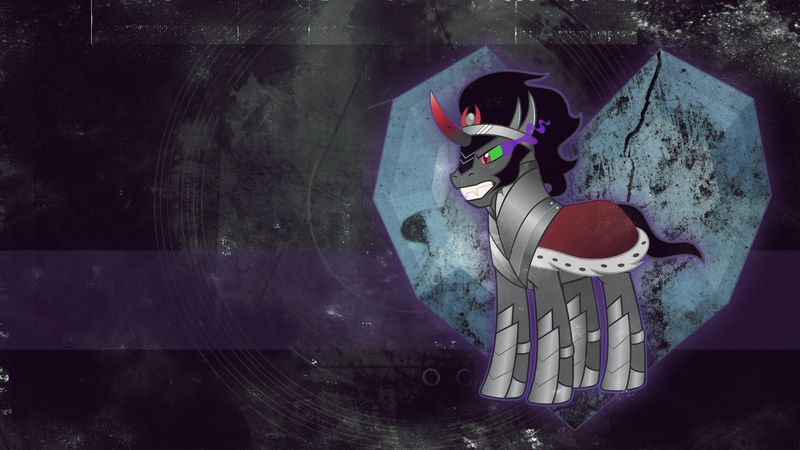 Size: 2049x1152 | Tagged: artist:madblackie, crystal heart, derpibooru import, edit, king sombra, safe, solo, vector, wallpaper, wallpaper edit