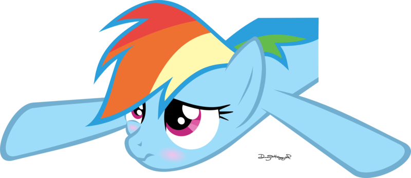 Size: 2814x1222 | Tagged: safe, artist:thumperlikestoast, derpibooru import, rainbow dash, blushing, simple background, solo, transparent background, vector