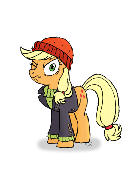 Size: 3300x4200 | Tagged: applejack, artist:mremerald34, captain jackbeard, derpibooru import, one eye closed, ppov, safe, simple background, solo, transparent background