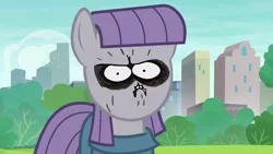 Size: 1280x720 | Tagged: 1000 years in photoshop, chowder, derpibooru import, edit, edited screencap, face swap, maud pie, safe, schnitzel, screencap, shnitzel, solo