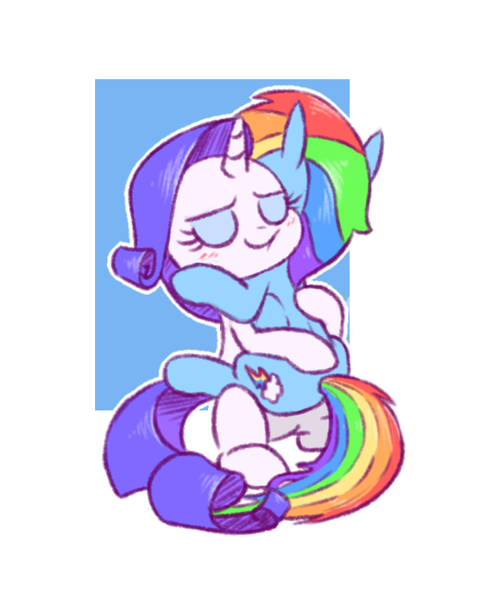 Size: 689x864 | Tagged: safe, artist:raridashdoodles, derpibooru import, rainbow dash, rarity, pegasus, pony, unicorn, blushing, eyes closed, female, hug, lesbian, raridash, shipping, smiling