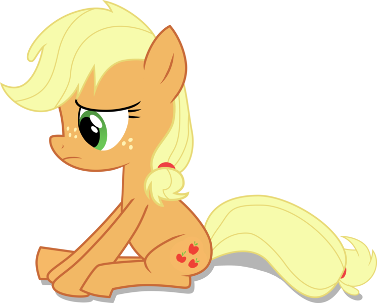 Size: 6751x5430 | Tagged: safe, artist:shutterflyeqd, derpibooru import, applejack, earth pony, pony, where the apple lies, absurd resolution, female, filly, floppy ears, freckles, frown, looking down, sad, simple background, sitting, solo, teenage applejack, transparent background, younger