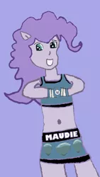 Size: 424x750 | Tagged: safe, artist:shafty817, derpibooru import, edit, maud pie, equestria girls, belly button, exeron fighters, exeron gloves, fist bump, maudie pie, ponied up, solo