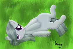 Size: 1980x1320 | Tagged: artist:brightdrive, blushing, derpibooru import, grass, horses doing horse things, looking at you, marble pie, safe, solo