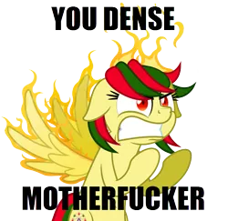 Size: 741x719 | Tagged: safe, artist:askthecookies, artist:zutheskunk edits, derpibooru import, edit, oc, oc:attraction, unofficial characters only, pegasus, pony, angry, belly button, caption, femboy, fire, floppy ears, fury, gritted teeth, image macro, male, meme, rage, rage face, reaction image, simple background, solo, spread wings, text, transparent background, trap, vector, vulgar, you dense motherfucker, y u no