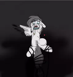 Size: 476x501 | Tagged: semi-grimdark, artist:sunshinejoyyt, derpibooru import, oc, oc:sunshine wonder, unofficial characters only, pegasus, pony, amputee, bondage, collar, crying, rope, rope bondage, solo