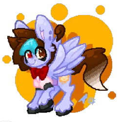 Size: 550x550 | Tagged: safe, artist:towmacow, artist:towmacowwaffles, derpibooru import, oc, oc:towmacow, unofficial characters only, pegasus, pony, pony town, big ears, bowtie, clothes, cute, food, fun, pixel art, pretty, simple background, transparent background, vest, waffle, yay