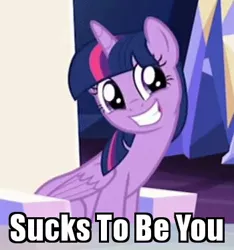 Size: 350x374 | Tagged: safe, derpibooru import, edit, edited screencap, screencap, twilight sparkle, twilight sparkle (alicorn), alicorn, pony, to where and back again, cropped, cute, drawn together, eye shimmer, faic, image macro, meme, reaction image, smiling, solo, twiabetes