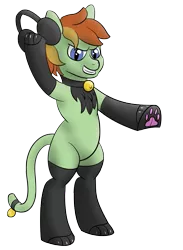 Size: 3300x4500 | Tagged: safe, artist:candylines, derpibooru import, oc, oc:barley tender, unofficial characters only, pony, bell, bell collar, bipedal, cat costume, clothes, collar, halloween, headphones, looking at you, paw gloves, paw prints, ponyville ciderfest, simple background, solo, transparent background, underhoof