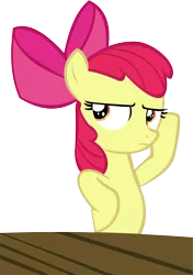 Size: 9399x13379 | Tagged: absurd resolution, apple bloom, artist:cyanlightning, derpibooru import, safe, simple background, solo, .svg available, table, transparent background, twilight time, unamused, vector