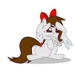 Size: 1200x1200 | Tagged: safe, artist:rsa.fim, derpibooru import, oc, oc:whisper hope, unofficial characters only, pegasus, pony, bow, hair bow, mexican, red eyes, ribbon, scared, simple background, solo, spooky, tail bow, transparent background, wing hands