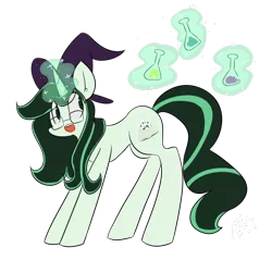 Size: 1023x978 | Tagged: safe, artist:silverknight27, derpibooru import, oc, oc:ivy league, unofficial characters only, pony, unicorn, hat, magic, potion, solo, witch hat