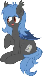 Size: 2756x4858 | Tagged: safe, artist:plone, derpibooru import, oc, oc:graveyard shift, unofficial characters only, bat pony, pony, commission, sitting, solo