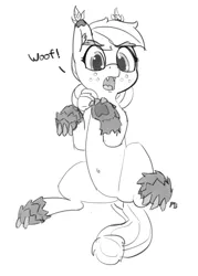 Size: 1280x1788 | Tagged: applejack, artist:pabbley, belly button, cute, derpibooru import, grayscale, jackabetes, monochrome, original species, safe, solo, species swap, timberjack, timber pony, timber wolf, timber wolfified