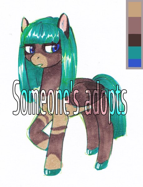 Size: 784x1024 | Tagged: safe, artist:somepony-ul, derpibooru import, oc, unofficial characters only, earth pony, pony, adoptable, female, obtrusive watermark, simple background, solo, traditional art, watermark, white background