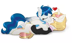 Size: 1024x609 | Tagged: artist:shalonesk, derpibooru import, female, heart, kissing, male, nuzzling, oc, oc:crystal wishes, oc:silent dame, oc:silent knight, oc x oc, offspring, offspring shipping, parent:jet set, parents:upperset, parent:upper crust, rule 63, safe, shipping, silentwishes, simple background, straight, unofficial characters only, white background