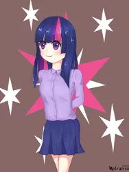 Size: 1500x2000 | Tagged: artist:mitralexa, clothes, derpibooru import, human, humanized, safe, skirt, solo, twilight sparkle