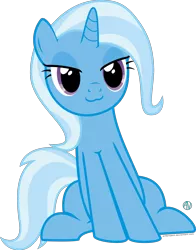 Size: 1500x1909 | Tagged: safe, artist:arifproject, derpibooru import, trixie, pony, :3, lidded eyes, simple background, sitting, sitting catface meme, solo, transparent background, vector