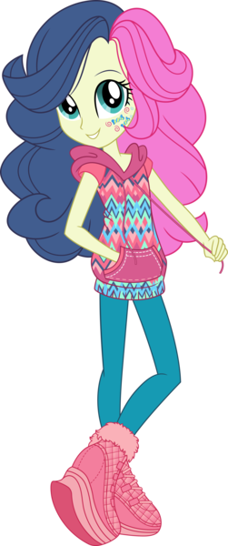 Size: 5957x14235 | Tagged: safe, artist:sugar-loop, derpibooru import, bon bon, sweetie drops, equestria girls, .ai available, .svg available, absurd resolution, alternative cutie mark placement, backcard, box art, clothes, facial cutie mark, geometric, hoodie, looking up, pants, simple background, smiling, solo, transparent background, vector