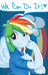 Size: 719x1112 | Tagged: safe, artist:bandibootyx, derpibooru import, rainbow dash, equestria girls, rosie the riveter, solo, wings