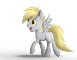 Size: 3146x2449 | Tagged: safe, artist:deltauraart, derpibooru import, derpy hooves, pegasus, pony, female, mare, open mouth, solo, spread wings