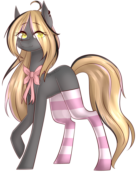 Size: 2355x2958 | Tagged: safe, artist:shiromidorii, derpibooru import, oc, unofficial characters only, earth pony, pony, clothes, socks, solo, striped socks