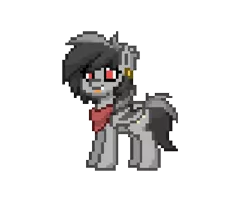 Size: 1344x1112 | Tagged: safe, derpibooru import, oc, unofficial characters only, bat pony, pony, pony town, bandana, bat wings, fangs, piercing, red eyes, simple background, solo, transparent background