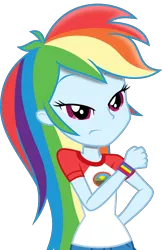 Size: 3000x4640 | Tagged: safe, artist:uponia, derpibooru import, rainbow dash, equestria girls, legend of everfree, absurd resolution, clothes, pants, shading, simple background, solo, transparent background, vector, wristband
