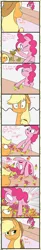 Size: 1100x6740 | Tagged: ..., apple, applejack, artist:jonathan the awesome, backbend, comic, derpibooru import, floppy ears, food, pinkie pie, ponk, rick and morty, safe, screaming, wat