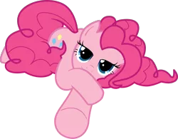 Size: 2267x1771 | Tagged: artist needed, bedroom eyes, cute, dead source, derpibooru import, diapinkes, lidded eyes, lying down, pinkie pie, safe, simple background, solo, transparent background, vector